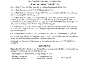 Quyết định 15/2015/QĐ-UBND tỷ lệ quy đổi từ số lượng khoáng sản thành phẩm ra nguyên khai Phú Thọ