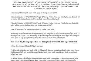 Thông tư 41/2015/TT-BYT sửa đổi hướng dẫn cấp chứng chỉ hành nghề cơ sở khám bệnh chữa bệnh