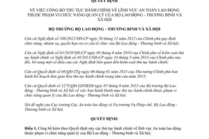 Quyết định 1683/QĐ-LĐTBXH công bố thủ tục hành chính lĩnh vực An toàn lao động 2015