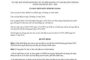 Quyết định 2300/QĐ-UBND danh mục dự án mời gọi đầu tư Hà Giang 2016 2020