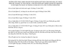 Thông tư 183/2015/TT-BTC thanh toán bằng quỹ đất cho Nhà đầu tư 23/2015/QĐ-TTg