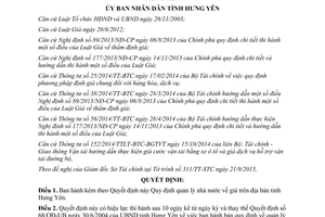 Quyết định 22/2015/QĐ-UBND quản lý nhà nước về giá Hưng Yên