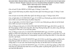 Quyết định 51/2015/QĐ-UBND phân công kiểm tra cơ sở vật tư thực phẩm nông lâm thủy sản nhỏ lẻ Phú Yên