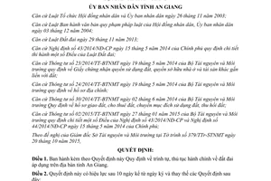 Quyết định 39/2015/QĐ-UBND trình tự thủ tục hành chính đất đai áp dụng An Giang