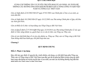 Quy chế 3248/QCPH-KVN-TCTS cung cấp thông tin tuyên truyền bảo vệ an ninh an toàn đường ống dẫn khí dưới biển