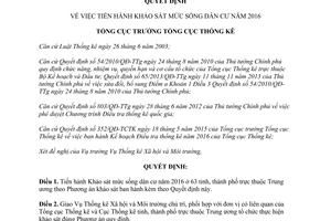 Quyết định 1095/QĐ-TCTK khảo sát mức sống dân cư 2016 2015