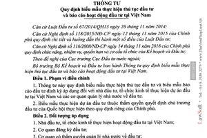 Thông tư 16/2015/TT-BKHĐT biểu mẫu thực hiện thủ tục đầu tư báo cáo hoạt động đầu tư tại Việt Nam