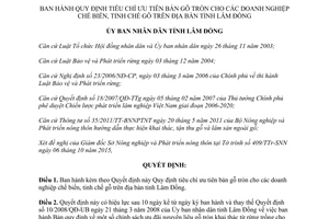 Quyết định 65/2015/QĐ-UBND bán gỗ tròn cho doanh nghiệp chế biến tinh chế gỗ Lâm Đồng