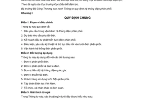 Thông tư 39/2015/TT-BCT hệ thống điện phân phối