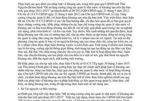 Chỉ thị 20/CT-UBND tăng cường hiệu lực thực thi chính sách pháp luật hoạt động khoáng sản Thái Nguyên