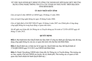 Quyết định 4158/QĐ-UBND công tác đánh giá xếp hạng mức độ ứng dụng công nghệ thông tin cơ quan nhà nước Bình Định