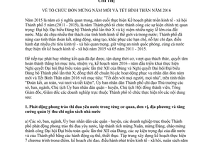 Chỉ thị 18/CT-UBND tổ chức đón mừng năm mới Tết Bính Thân 2016 Hồ Chí Minh