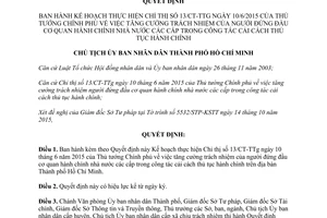 Quyết định 6084/QĐ-UBND thực hiện 13/CT-TTg tăng cường trách nhiệm trong công tác cải cách thủ tục hành chính Hồ Chí Minh