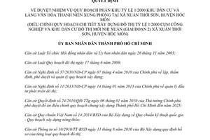 Quyết định 6074/QĐ-UBND duyệt quy hoạch phân khu dân cư làng văn hóa thanh niên xung phong Hóc Môn Hồ Chí Minh