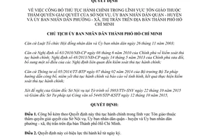 Quyết định 6085/QĐ-UBND thủ tục hành chính lĩnh vực tôn giáo của sở nội vụ ủy ban nhân dân Hồ Chí Minh 2015