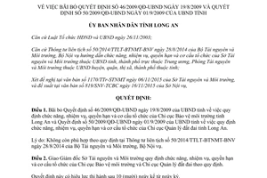 Quyết định 52/2015/QĐ-UBND bãi bỏ Quyết định 46/2009/QĐ-UBND 50/2009/QĐ-UBND Long An