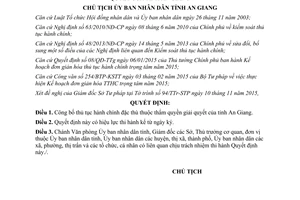 Quyết định 2616/QĐ-UBND công bố thủ tục hành chính đặc thù An Giang 2015