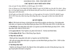 Quyết định 4178/QĐ-UBND duyệt kinh phí nghiên cứu giải pháp phát triển dịch vụ Logistics Bình Định 2015