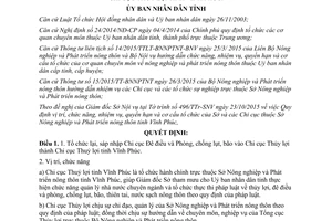 Quyết định 34/2015/QĐ-UBND tổ chức lại vị trí chức năng cơ cấu tổ chức của chi cục thủy lợi Vĩnh Phúc