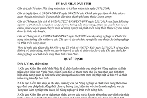 Quyết định 37/2015/QĐ-UBND vị trí chức năng cơ cấu tổ chức của chi cục kiểm lâm Vĩnh Phúc