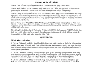 Quyết định 36/2015/QĐ-UBND vị trí chức năng cơ cấu tổ chức chi cục Chăn nuôi thú y Vĩnh Phúc