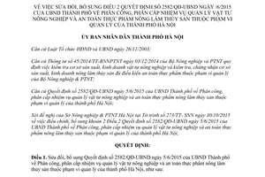 Quyết định 6281/QĐ-UBND sửa đổi Quyết định 2582/QĐ-UBND quản lý vật tư nông nghiệp Hà Nội 2015