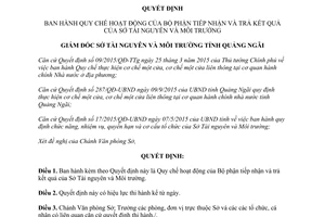 Quyết định 547/QĐ-STNMT quy chế hoạt động bộ phận tiếp nhận trả kết quả sở tài nguyên Quảng Ngãi 2016
