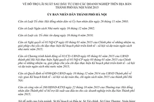 Quyết định 6277/QĐ-UBND hỗ trợ lãi suất sau đầu tư cho doanh nghiệp Hà Nội 2015