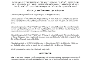 Quyết định 3864/QĐ-TCHQ thu thập sử dụng dữ liệu danh mục hàng xuất nhập khẩu biểu thuế 2015