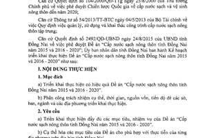 Kế hoạch 9668/KH-UBND đề án cấp nước sạch nông thôn Đồng Nai 2015 2016 2020