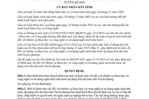 Quyết định 16/2015/QĐ-UBND định mức chi nhiệm vụ khoa học công nghệ sử dụng ngân sách áp dụng Tuyên Quang