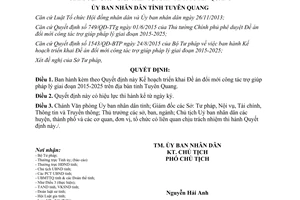 Quyết định 338/QĐ-UBND kế hoạch triển khai đổi mới công tác trợ giúp pháp lý 2015 2025 Tuyên Quang