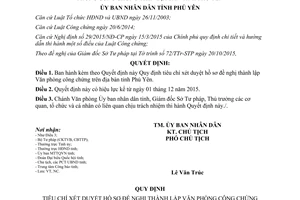 Quyết định 53/2015/QĐ-UBND quy định tiêu chí xét duyệt hồ sơ đề nghị thành lập Văn phòng công chứng Phú Yên