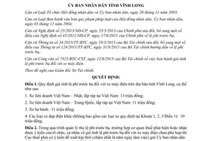 Quyết định 26/2015/QĐ-UBND quy định giá tính lệ phí trước bạ xe máy điện Vĩnh Long