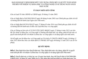 Quyết định 57/2015/QĐ-UBND kinh phí nhiệm vụ khoa học công nghệ sử dụng ngân sách Hà Tĩnh