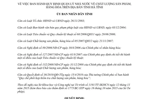 Quyết định 58/2015/QĐ-UBND quy định quản lý nhà nước chất lượng sản phẩm hàng hóa Hà Tĩnh
