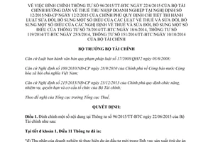 Quyết định 2465/QĐ-BTC đính chính Thông tư 96/2015/TT-BTC 2015