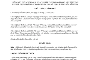 Quyết định 2053/QĐ-TTg quy hoạch phát triển giao thông vận tải vùng kinh tế trọng điểm Bắc Bộ 2015