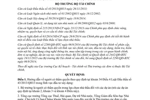 Quyết định 2468/QĐ-BTC hướng dẫn quy định pháp luật đấu thầu lựa chọn nhà thầu trong nội bộ ngành tài chính