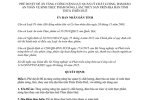 Quyết định 2698/QĐ-UBND 2015 an toàn vệ sinh thực phẩm nông lâm thủy sản Thừa Thiên Huế