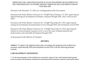 Decision No. 2053/QD-TTg approving the adjusted master plan on transport development