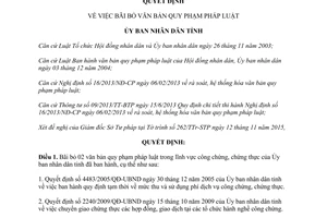 Quyết định 2699/QĐ-UBND 2015 bãi bỏ văn bản quy phạm pháp luật Thừa Thiên Huế