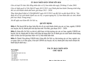 Quyết định 2485/QĐ-UBND bộ chỉ số cải cách hành chính Yên Bái 2015