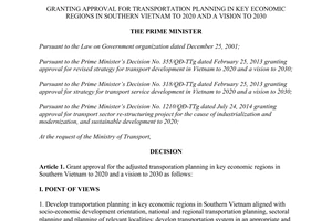 Decision 2055/QĐ-TTg granting approval transportation planning key economic regions in Southern Vietnam