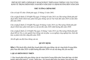 Quyết định 2055/QĐ-TTg Quy hoạch phát triển giao thông vận tải vùng kinh tế trọng điểm phía Nam 2015