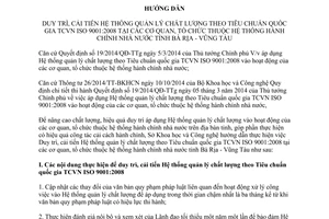 Hướng dẫn 793/HD-SKHCN duy trì cải tiến hệ thống quản lý chất lượng tiêu chuẩn quốc gia Vũng Tàu 2015