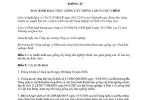 Thông tư 44/2015/TT-BNNPTNT danh mục giống cây trồng lâm nghiệp chính danh mục bổ sung giống cây trồng