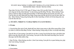 Hướng dẫn 2745/HD-BTĐKT tổ chức hoạt động bình xét thi đua cụm thi đua tỉnh thành phố trực thuộc trung ương 2015