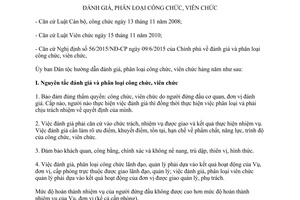 Hướng dẫn 1326/HD-UBDT đánh giá phân loại công chức viên chức 2015