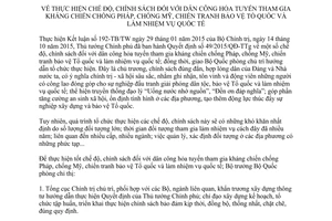 Chỉ thị 95/CT-BQP chế độ chính sách dân công hỏa tuyến tham gia kháng chiến chống Pháp Mỹ chiến tranh